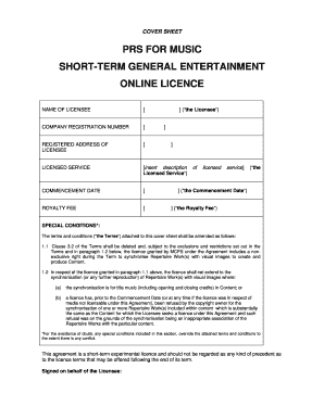 PRS for Music Short-Term General Entertainment Online Licence