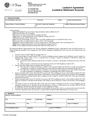 Locked-in Retirement Account Agreement