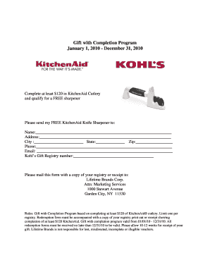 KitchenAid Gift with Completion Program Form