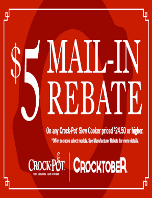 Crock-Pot Mail-In Rebate Form