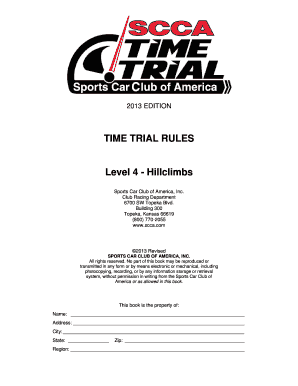 2013 Time Trials Rules Level 4 Hillclimbs