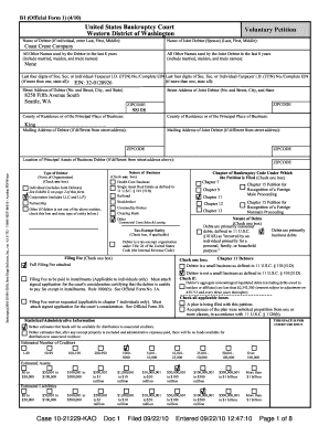 US Bankruptcy Court Voluntary Petition