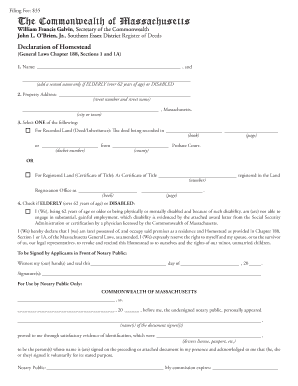 Massachusetts Declaration of Homestead