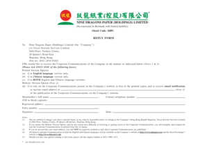 Nine Dragons Paper Shareholder Communication Preference Form