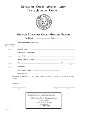 Texas Municipal Court Monthly Report