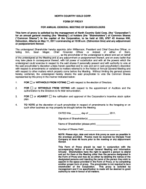 North Country Gold Corp Proxy Form
