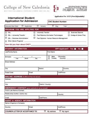 International Student Application for Admission