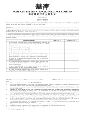 Proxy Form for Annual General Meeting