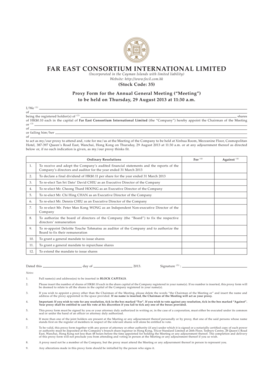 Proxy Form for Annual General Meeting