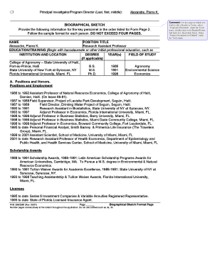 BIOGRAPHICAL SKETCH DHHS Public Health Service Grant Application