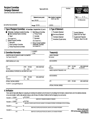 California Campaign Statement Form 460