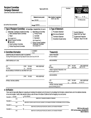 California Campaign Statement Form 460