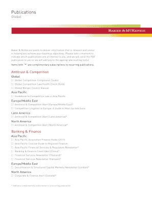 Baker & McKenzie Publications Subscription Form