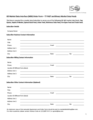 ISE Market Data Interface Order Form