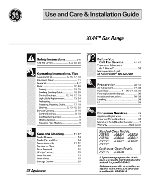 Fillable Online Use and Care &amp; Installation Guide - GE Appliances Fax ...