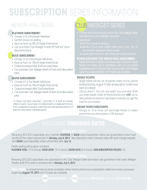 Norton Center Subscription Order Form