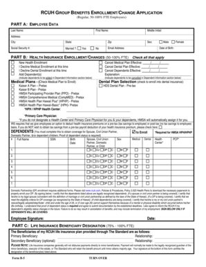 RCUH Group Benefits Enrollment Form