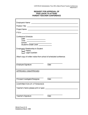 RCUH Parent-Teacher Conference Leave Request