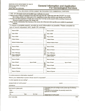 New York Vital Records Genealogy Application