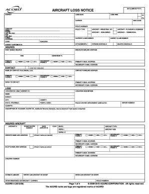 Aircraft Loss Notice Form