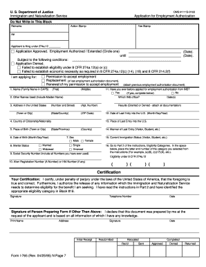 US Employment Authorization Application