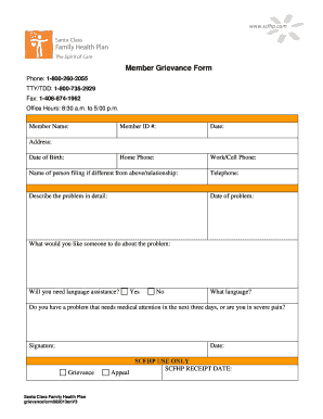Member Grievance Form