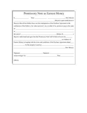 Promissory Note as Earnest Money