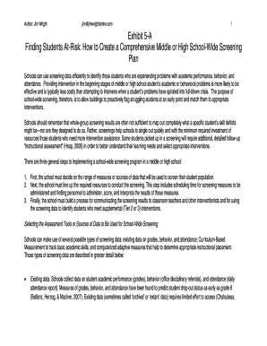 Middle High School-Wide Screening Plan