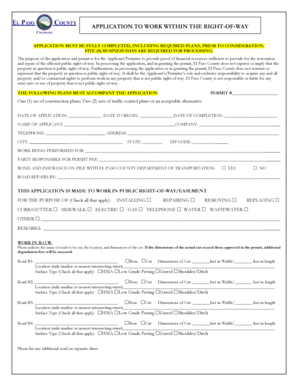 Application to Work Within the Right-of-Way