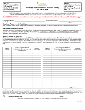 Wellness Reimbursement Account Claim Form