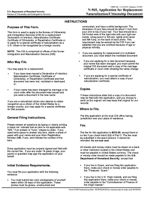 US Citizenship Replacement Form N-565