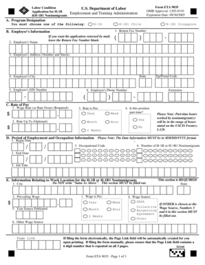 US Department of Labor Form ETA 9035