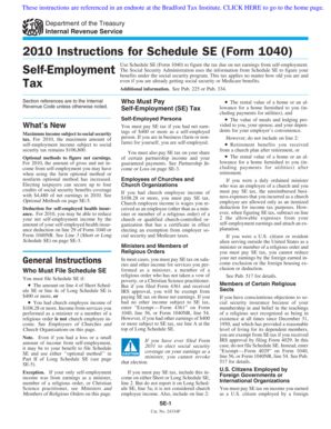 2010 Instructions for Schedule SE (Form 1040)