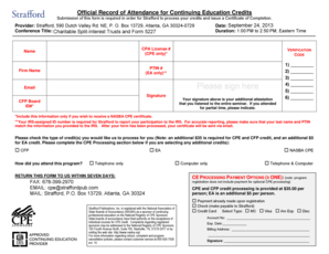 Continuing Education Credits Attendance Form