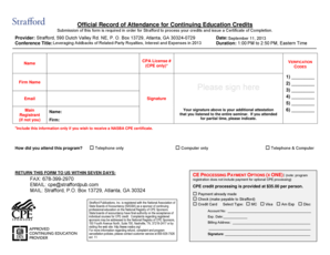 Continuing Education Credits Attendance Form
