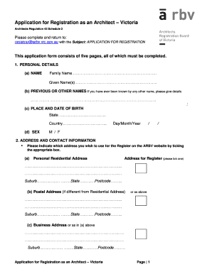 Application for Registration as an Architect – Victoria