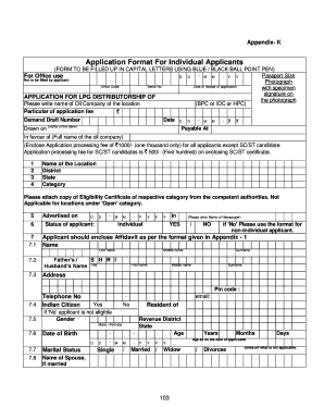 LPG Distributorship Application Form