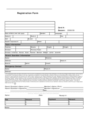 Hockey Canada Registration Form
