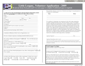 Little League Volunteer Application