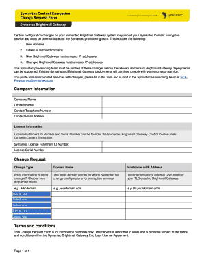 Symantec Content Encryption Change Request Form