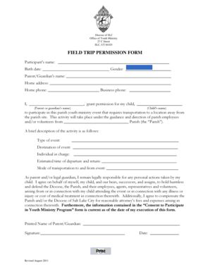 Field Trip Permission Form