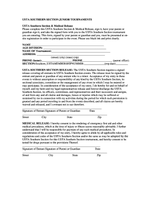 usta medical release form