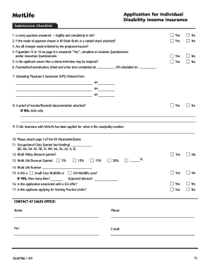 NEW YORK Application for Individual Disability Income Insurance Table of Contents 1