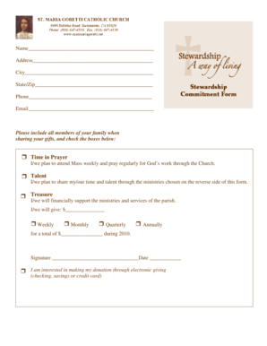 Parish Stewardship Commitment Form