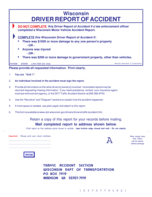Wisconsin Driver Report of Accident