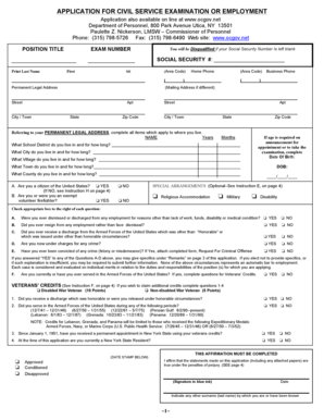 Oneida County Civil Service Exam Application