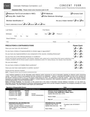 Colorado Influenza and Pneumonia Immunization Consent Form