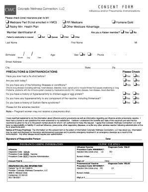 Colorado Wellness Connection Influenza Pneumonia Consent Form