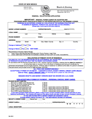 New Mexico RN/APRN License Renewal Application