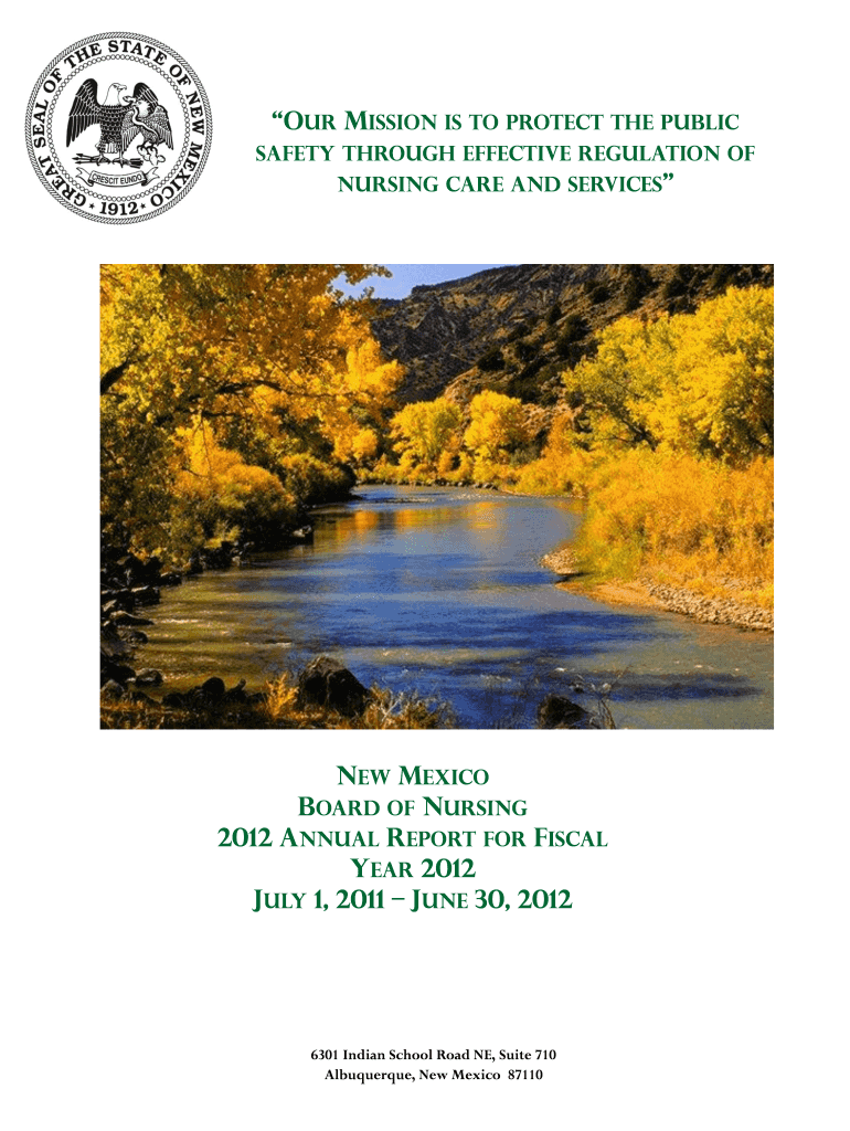 Fillable Online 2012 Governor Report the New Mexico Board of Nursing
